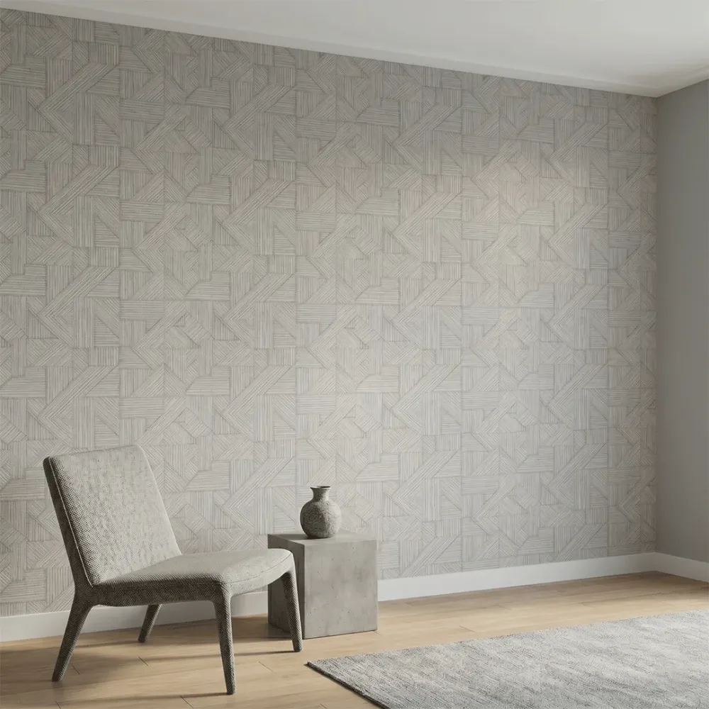Geometric Textured Weave Wallpaper - Warm Greige 
