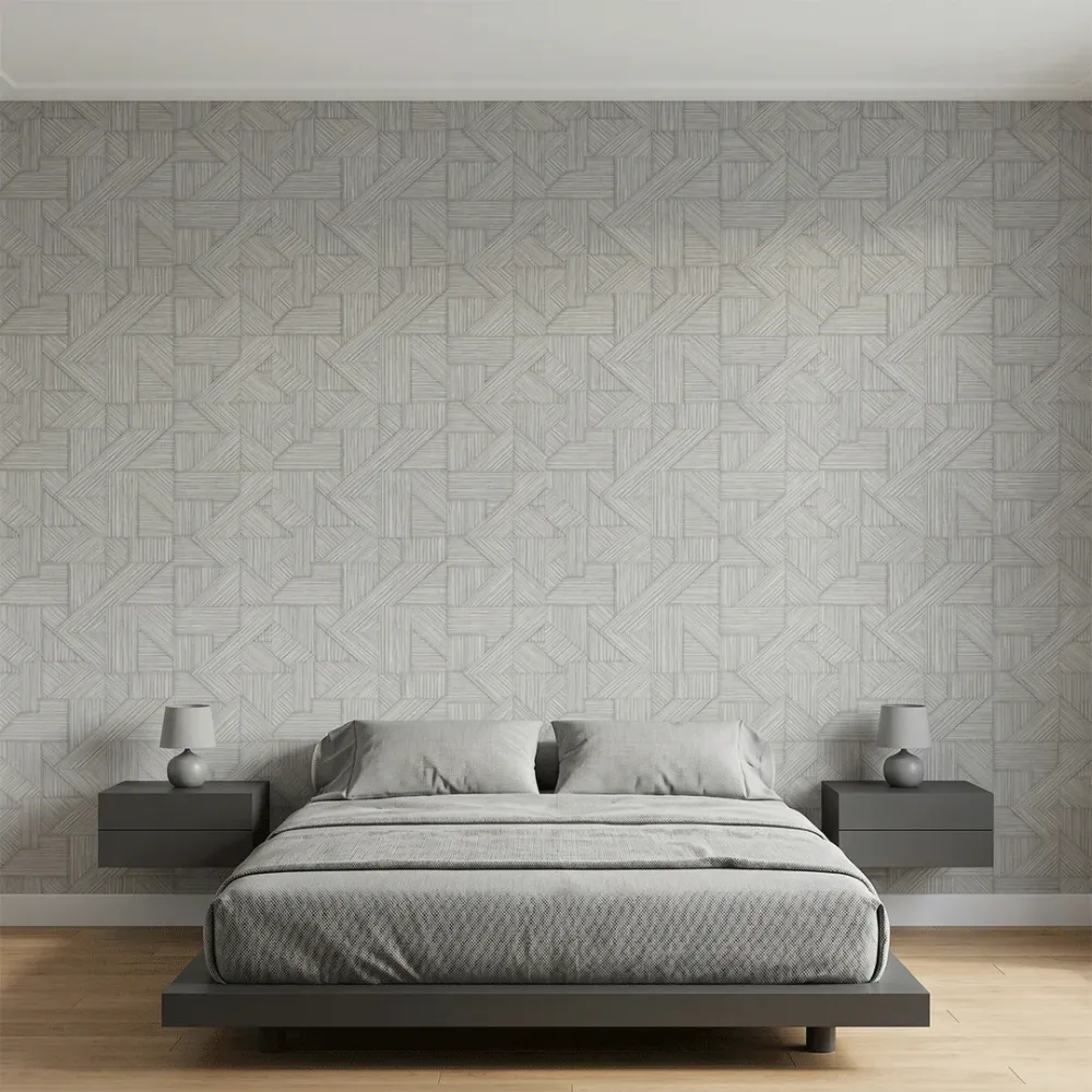 Geometric Textured Weave Wallpaper - Warm Greige 