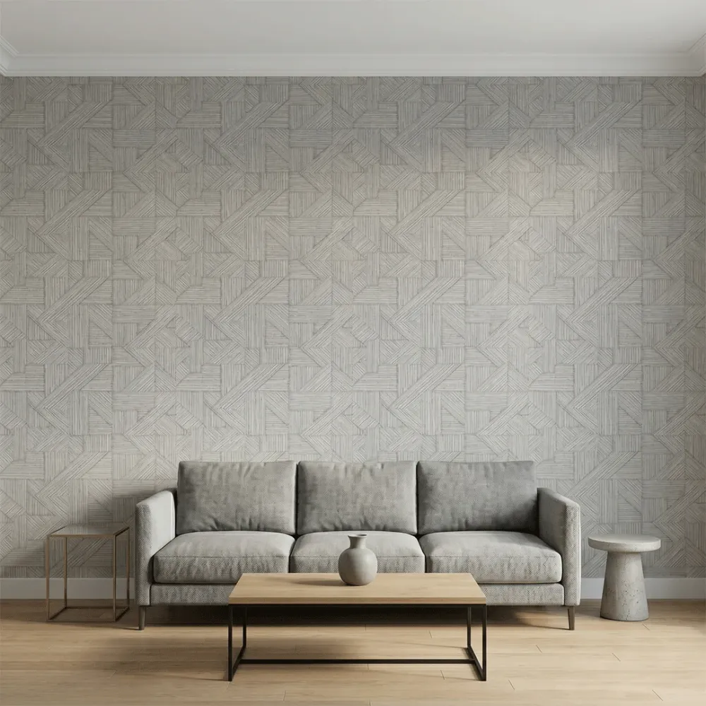 Geometric Textured Weave Wallpaper - Warm Greige 