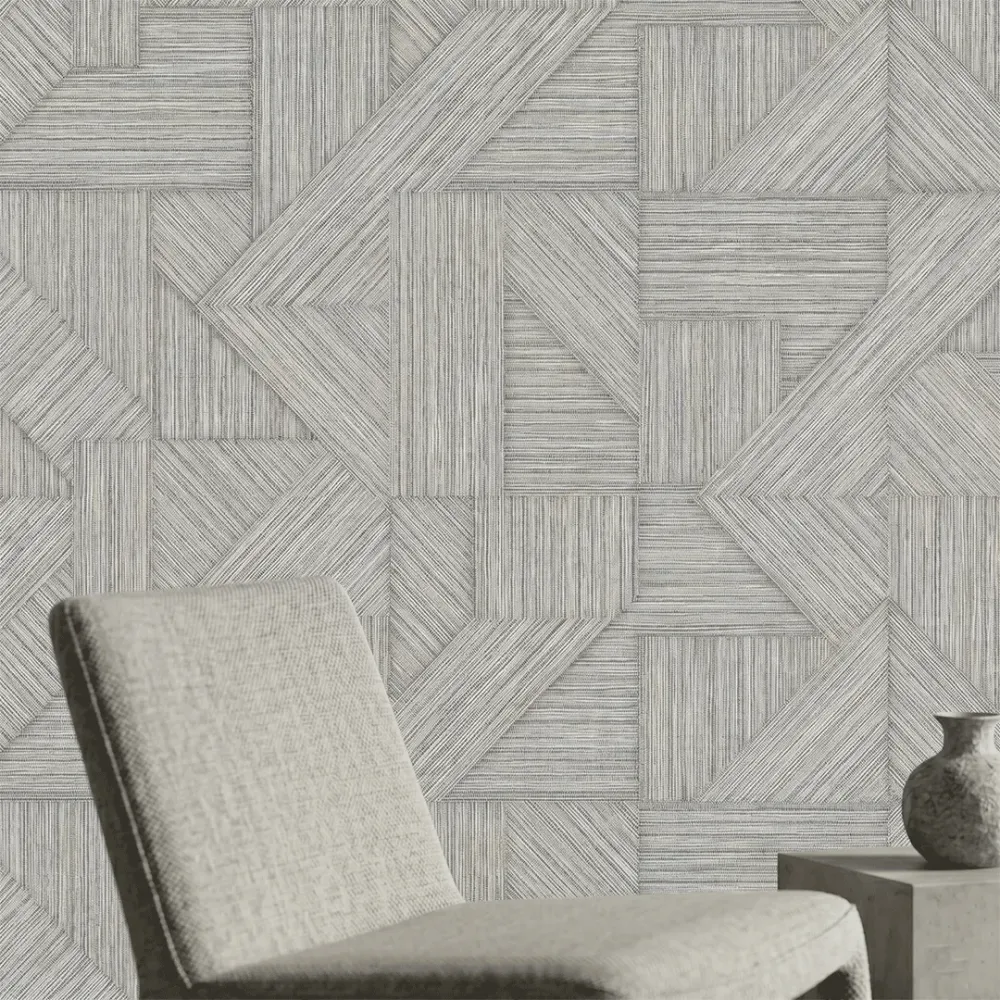 Geometric Textured Weave Wallpaper - Warm Greige 