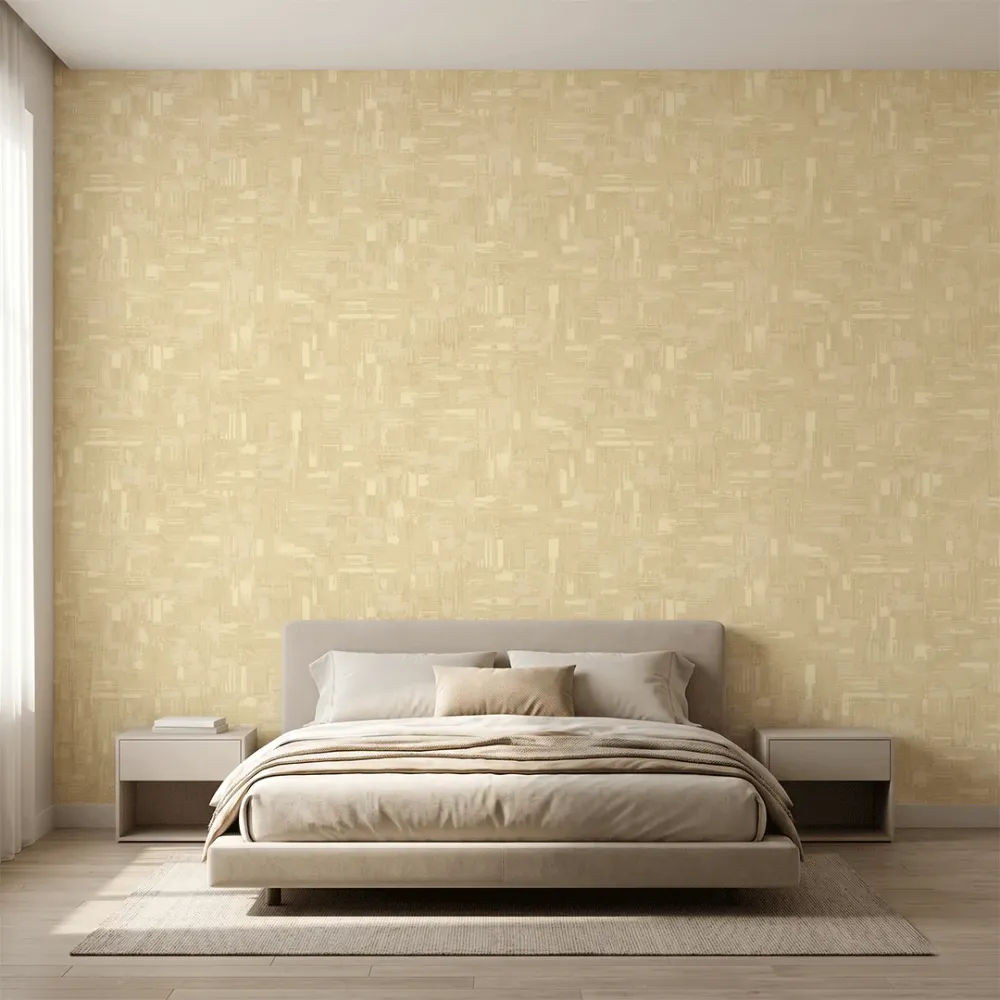 Golden Ivory Abstract Brushstroke Texture Wallpaper
