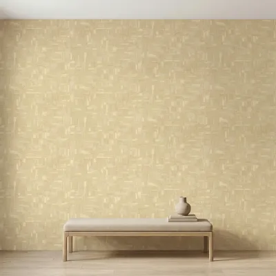 Golden Ivory Abstract Brushstroke Texture Wallpaper