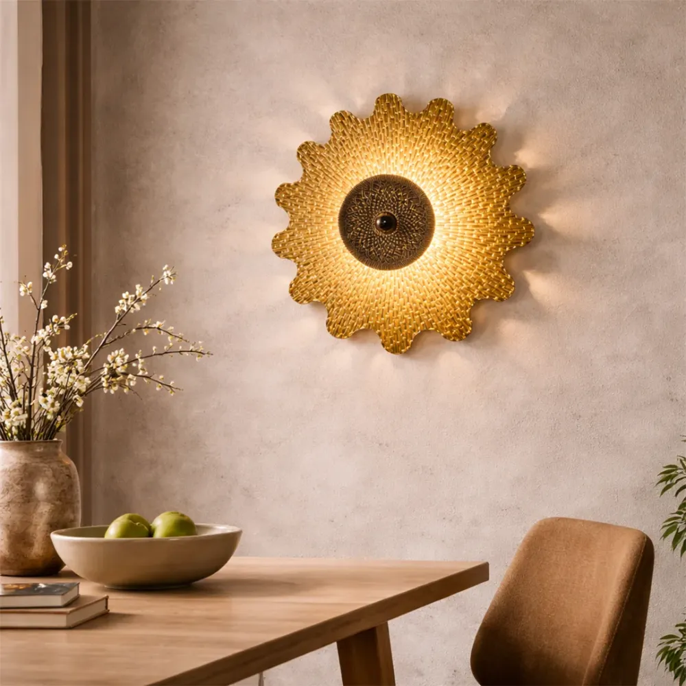 Golden Sunburst Designer LED Wall Light – Luxury Decorative Wall Lamp 