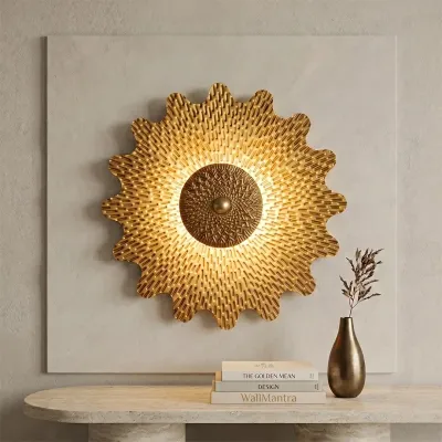 Golden Sunburst Designer LED Wall Light โ Luxury Decorative Wall Lamp