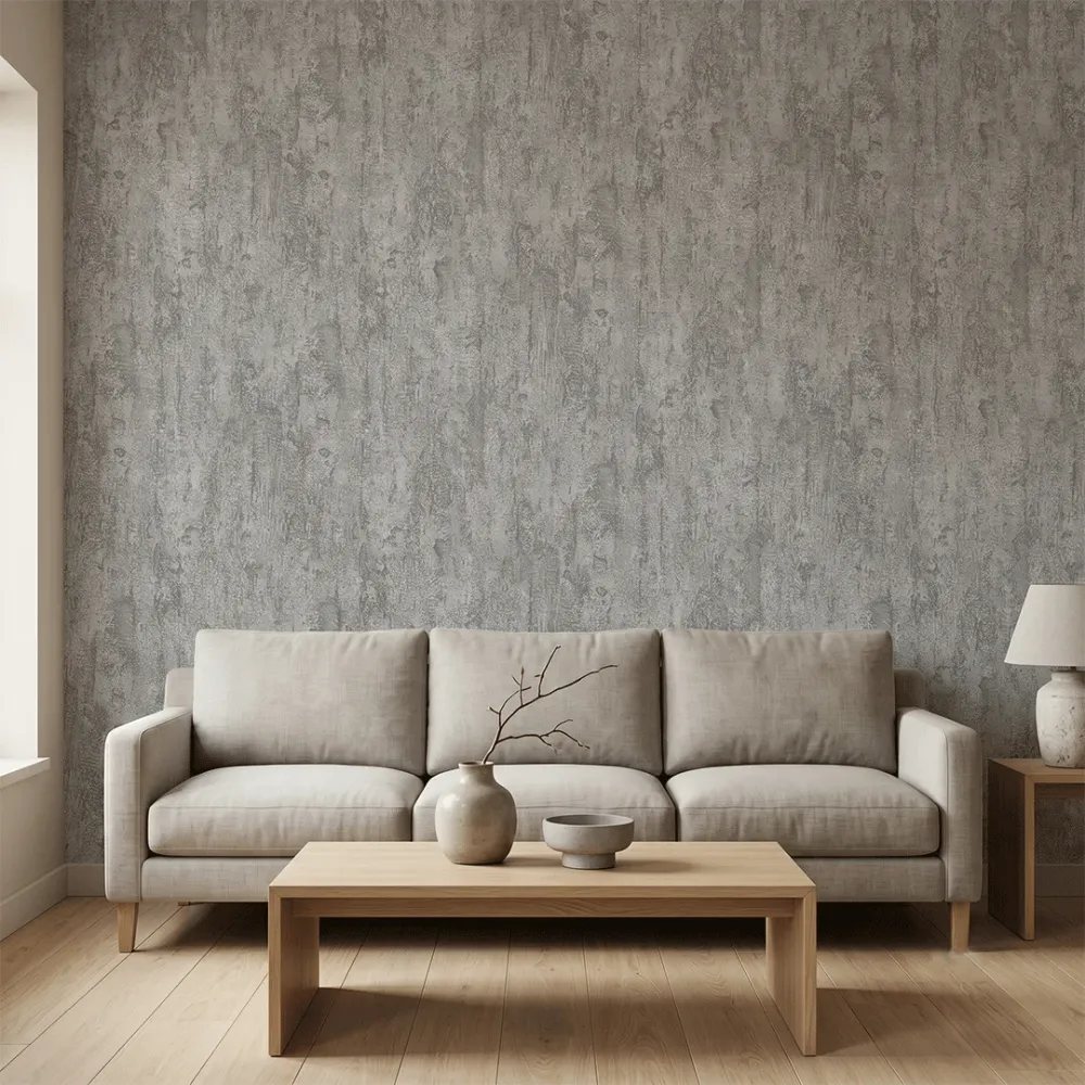 Graphite Stone Textured Plaster Wallpaper