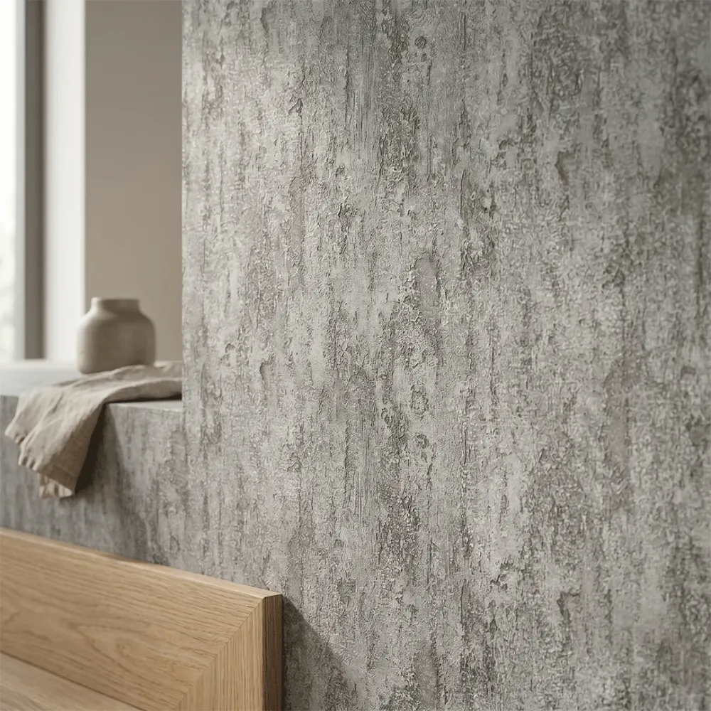 Graphite Stone Textured Plaster Wallpaper