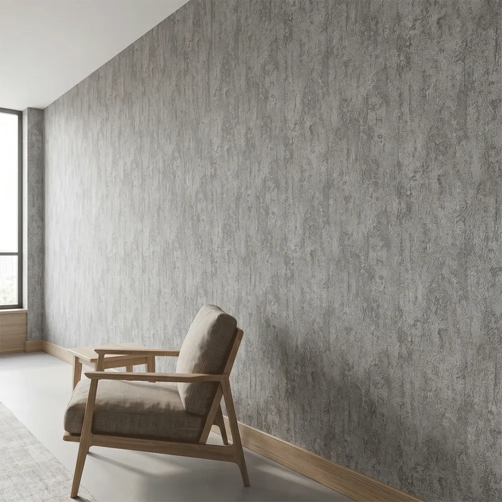 Graphite Stone Textured Plaster Wallpaper