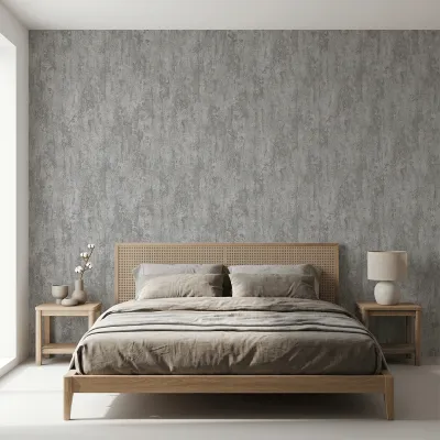 Graphite Stone Textured Plaster Wallpaper