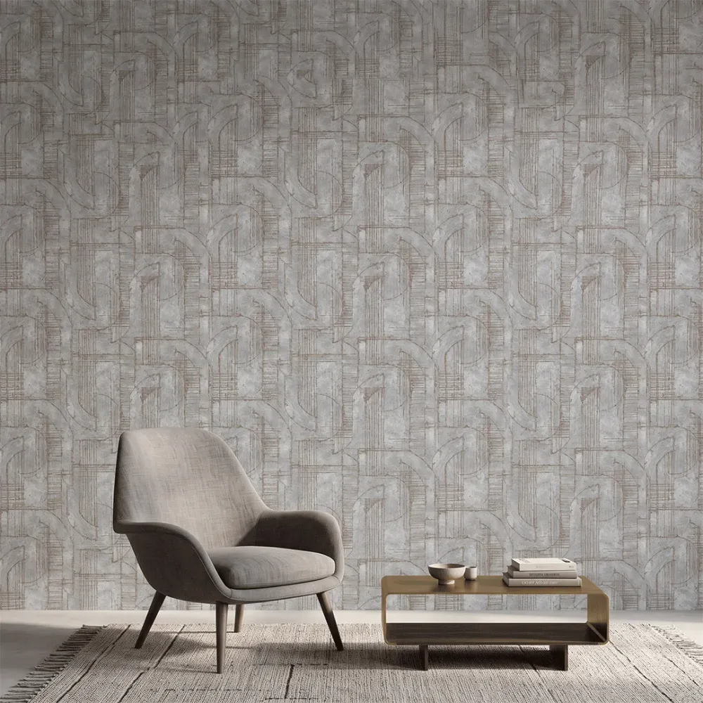 Grey Abstract Architectural Textured Wallpaper