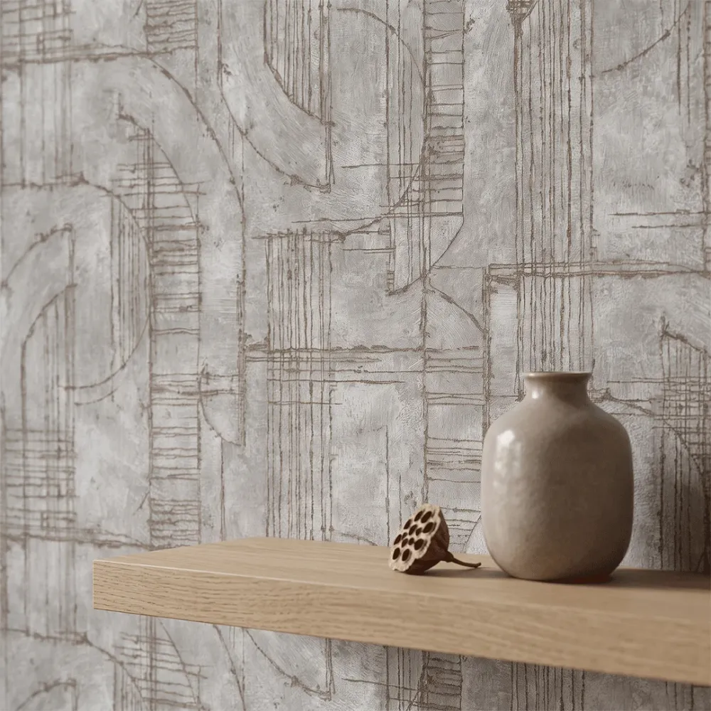 Grey Abstract Architectural Textured Wallpaper