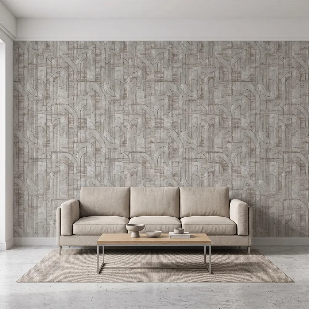 Grey Abstract Architectural Textured Wallpaper