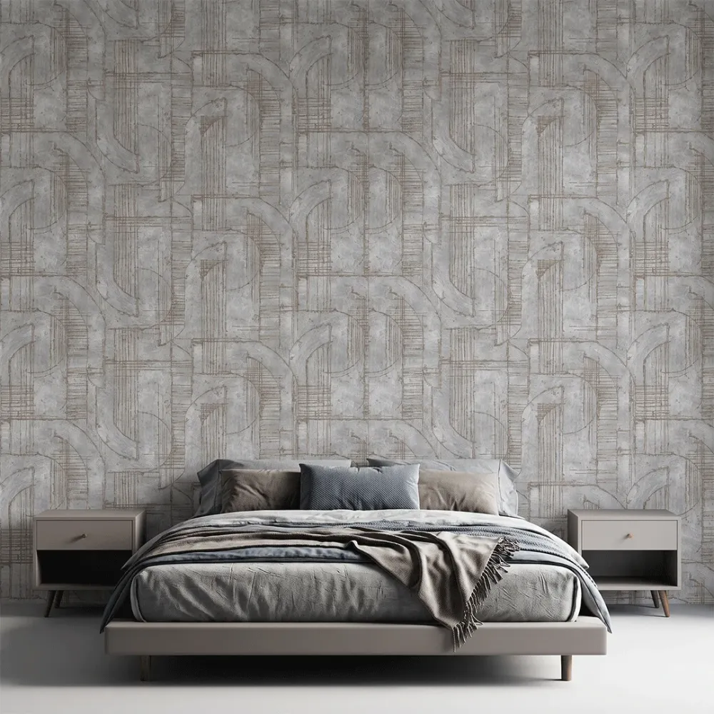 Grey Abstract Architectural Textured Wallpaper