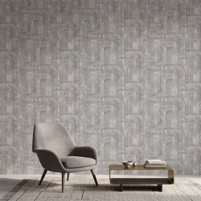 Grey Abstract Architectural Textured Wallpaper