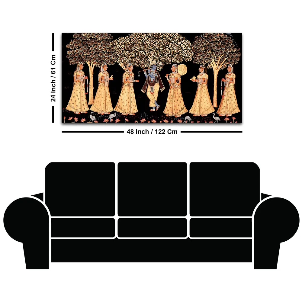 Timeless Raas Leela of Lord Krishna Canvas Wall Painting With Frame