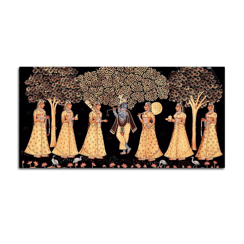 Timeless Raas Leela of Lord Krishna Canvas Wall Painting With Frame