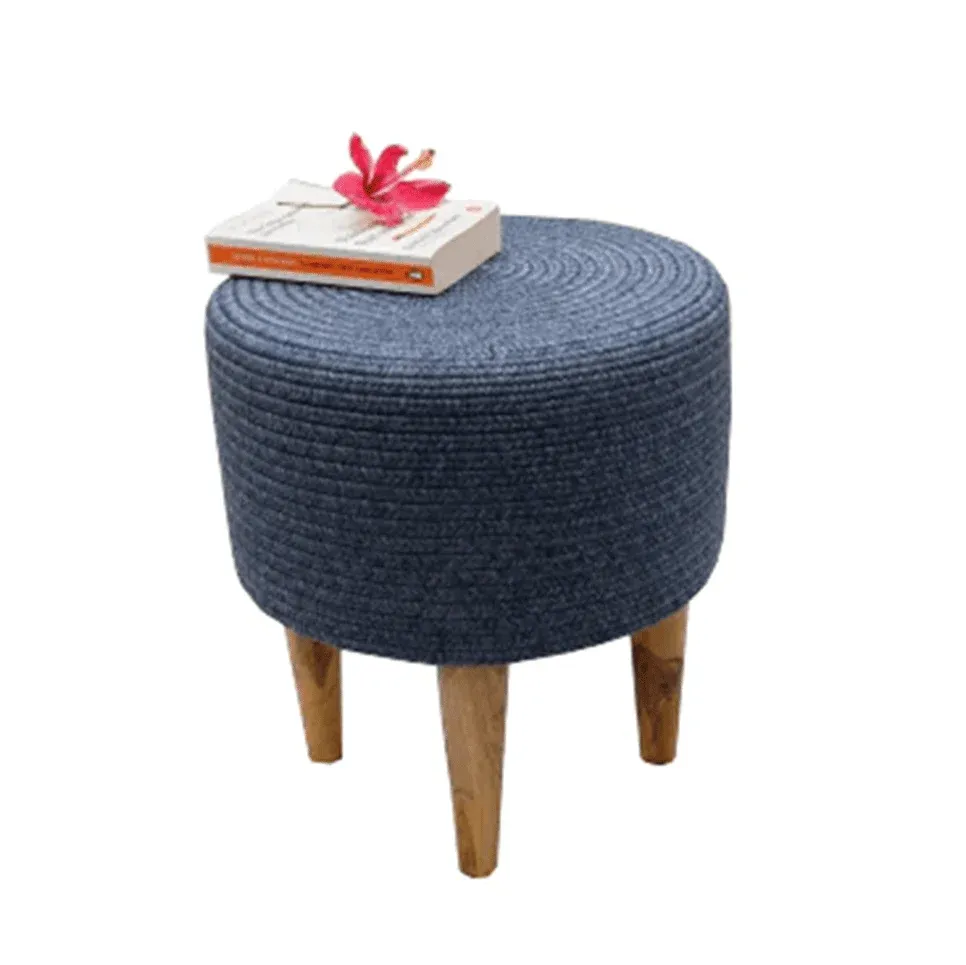 Indigo Haven Indoor Round Braided Pouffe Stool 