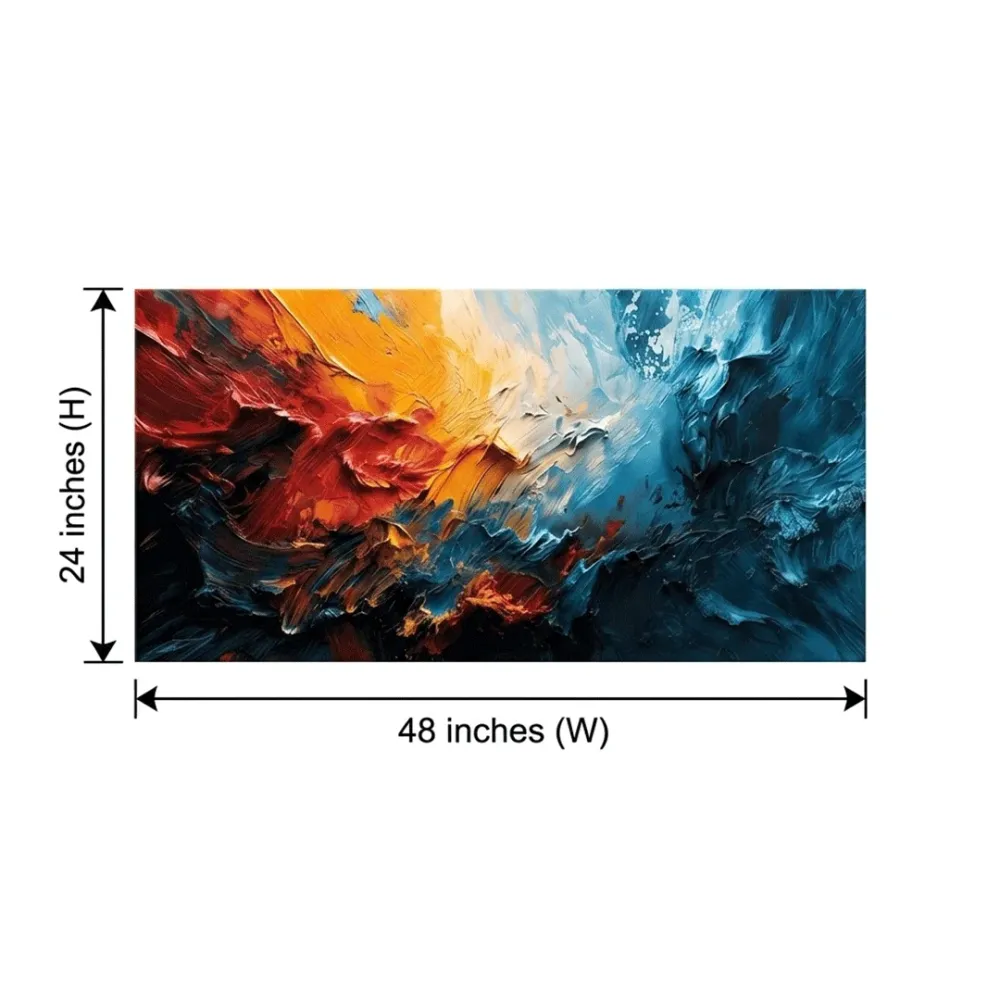 Inferno Meets Ocean – Premium Abstract Canvas Painting With Frame