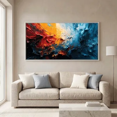 Inferno Meets Ocean – Premium Abstract Canvas Painting