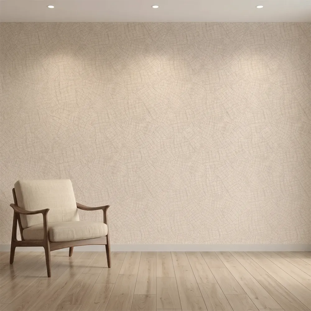 Ivory Beige Textured Abstract Woven Wallpaper