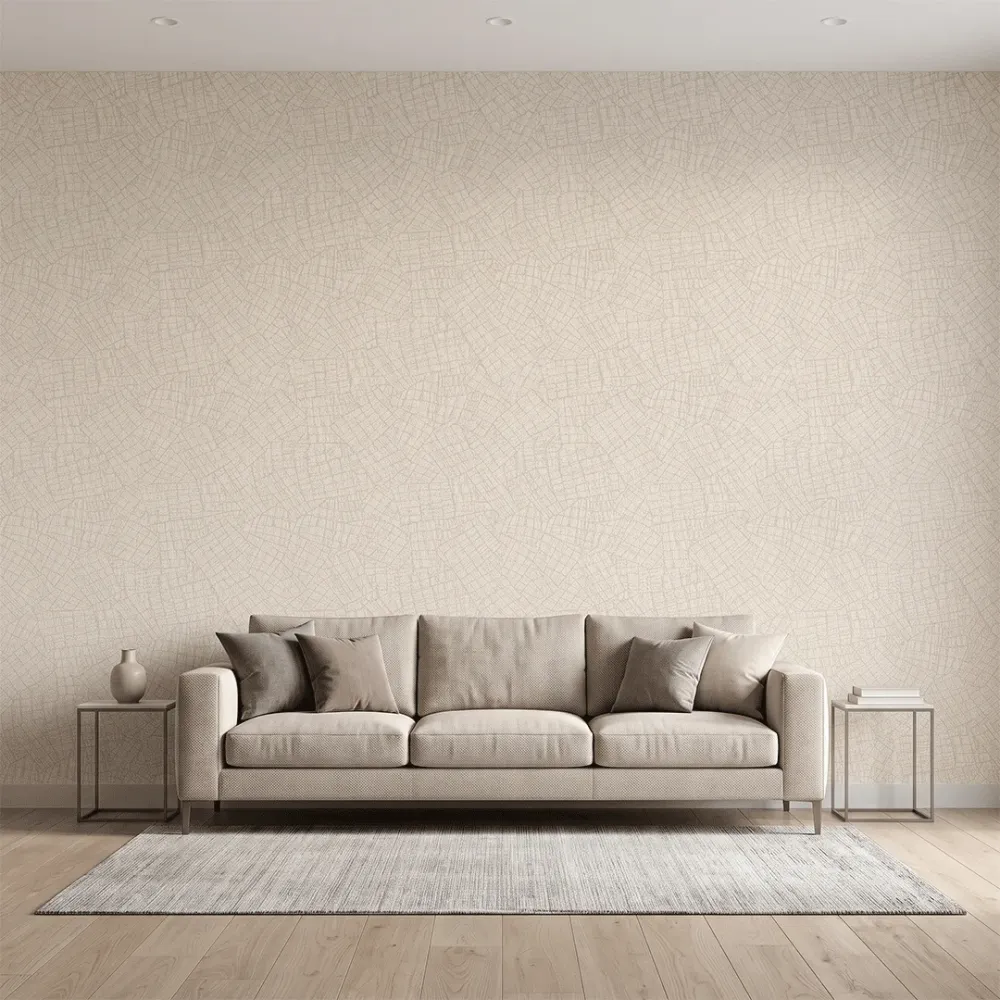Ivory Beige Textured Abstract Woven Wallpaper