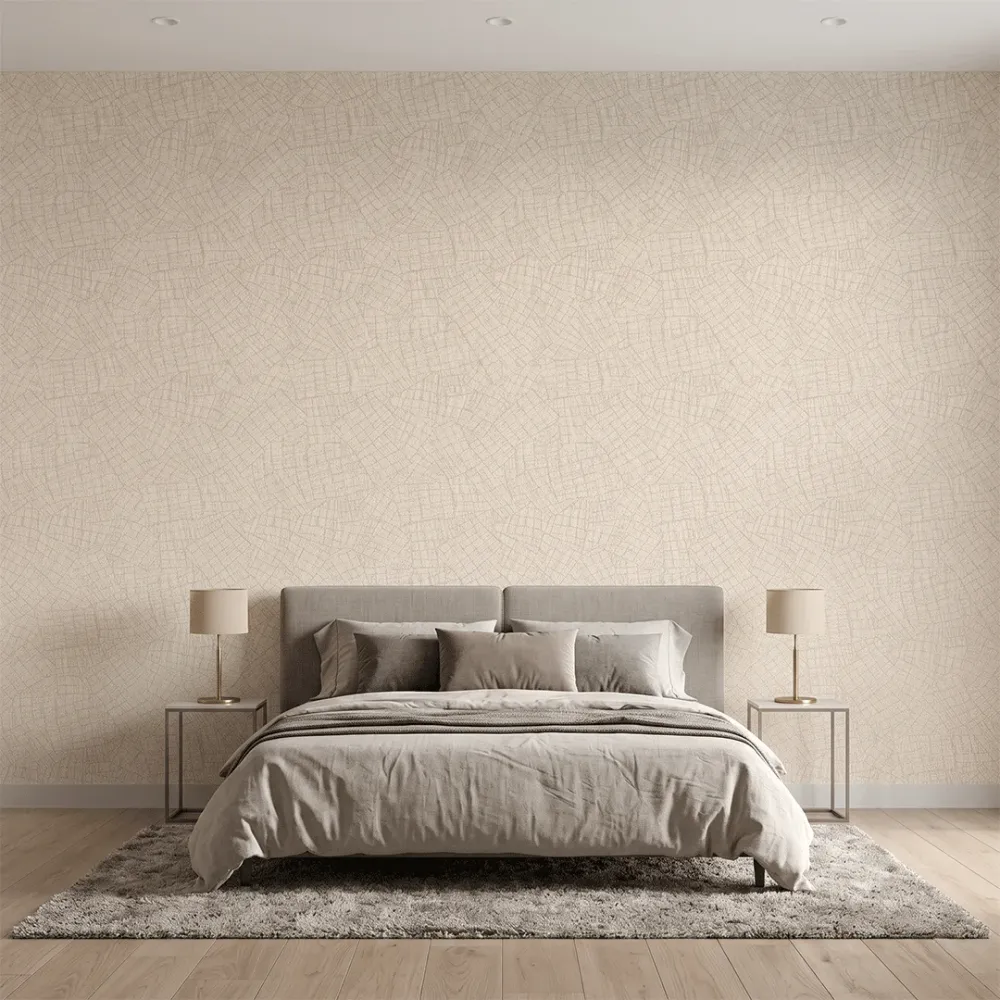 Ivory Beige Textured Abstract Woven Wallpaper