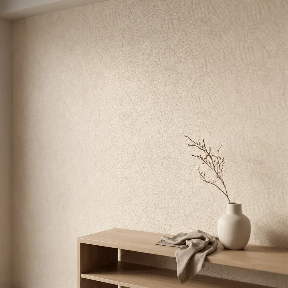 Ivory Beige Textured Abstract Woven Wallpaper