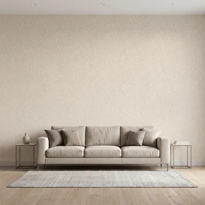 Ivory Beige Textured Abstract Woven Wallpaper