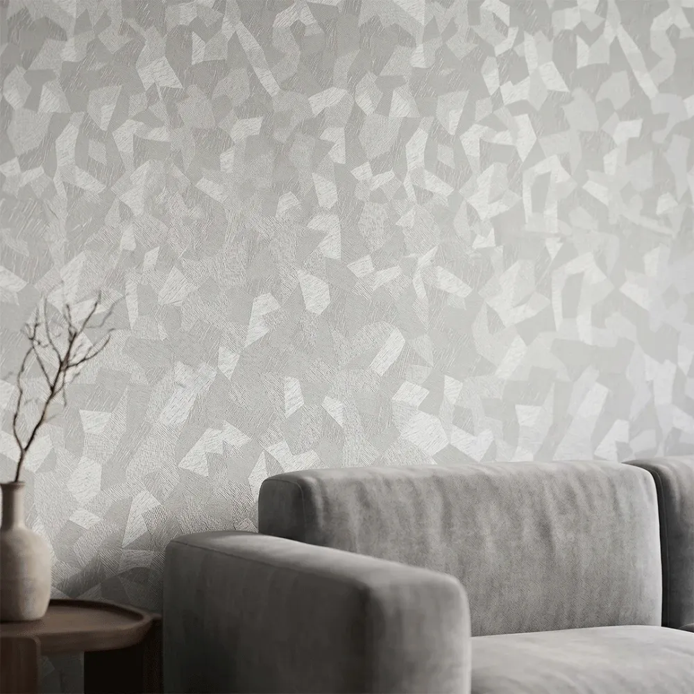 Ivory Facet Geometric Texture Wallpaper