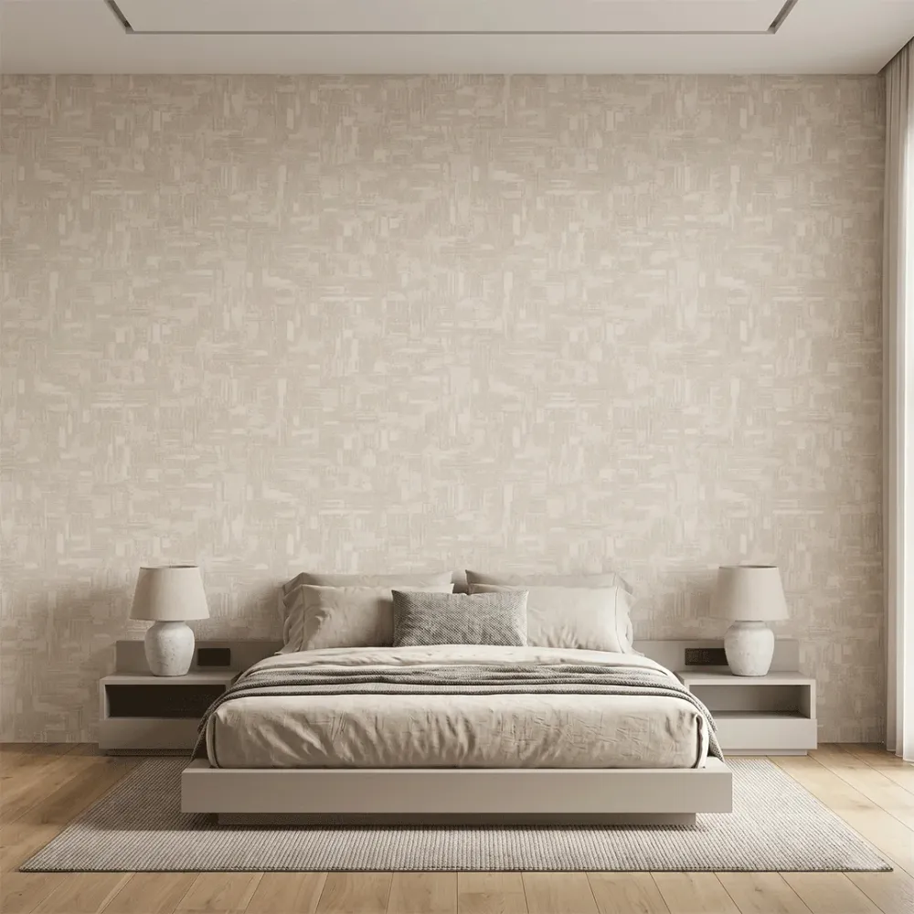 Ivory Linen Abstract Brushstroke Texture Wallpaper