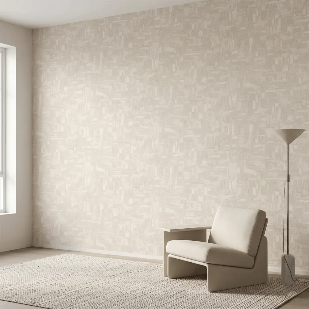 Ivory Linen Abstract Brushstroke Texture Wallpaper