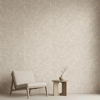 Ivory Linen Abstract Brushstroke Texture Wallpaper