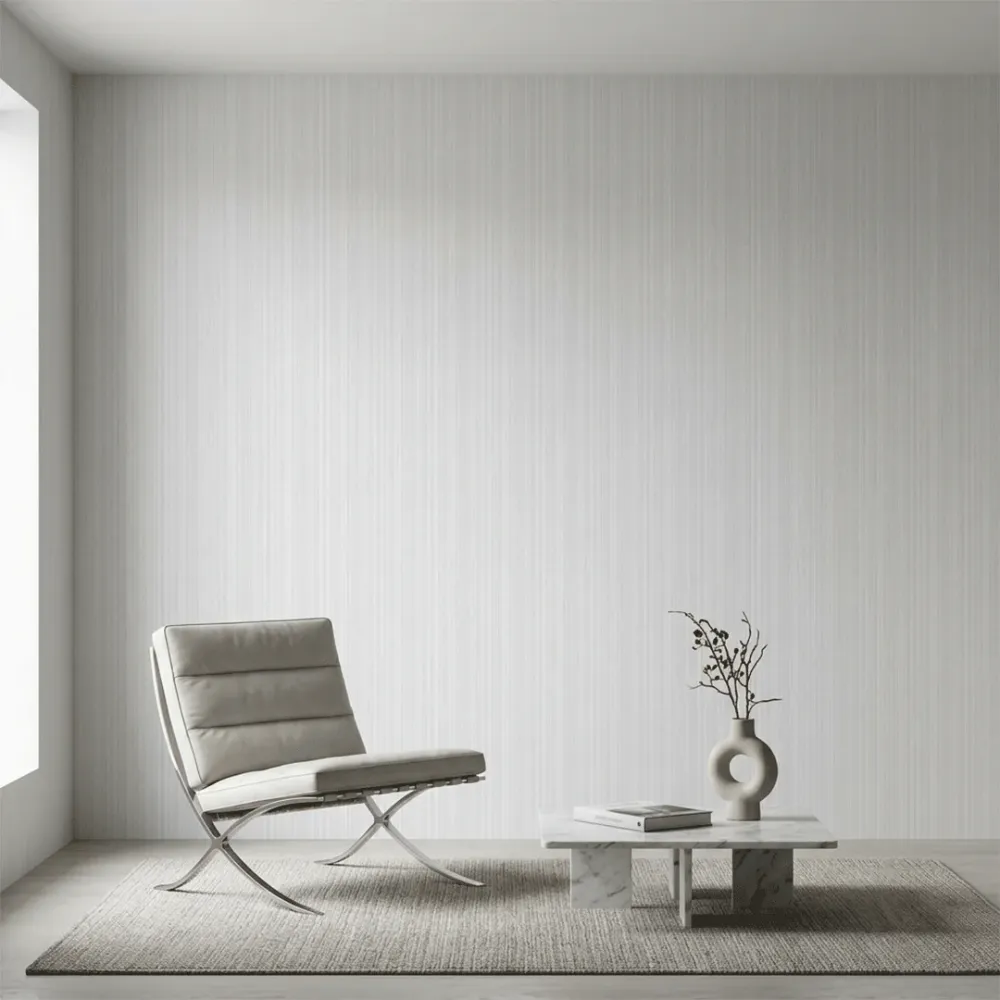 Ivory Vertical Ribbed Textured Wallpaper