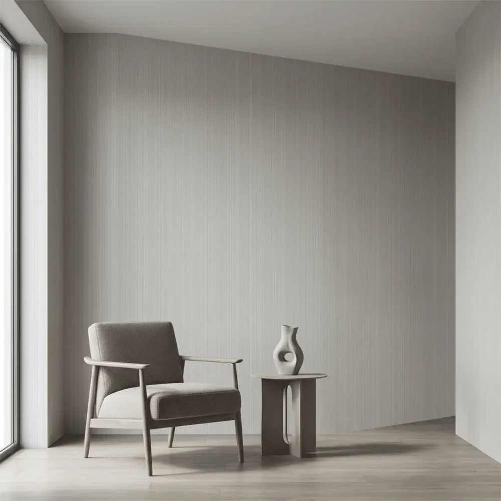 Ivory Vertical Ribbed Textured Wallpaper