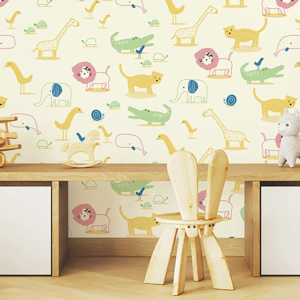 Jungle Joy Animal Safari Wallpaper Yellow