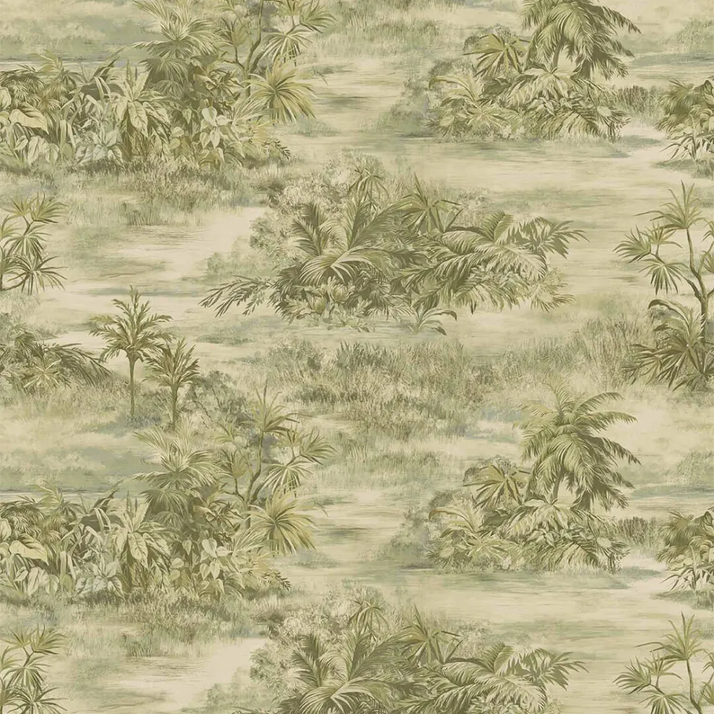 Jungle Serenity Botanical Vinyl Wallpaper Green