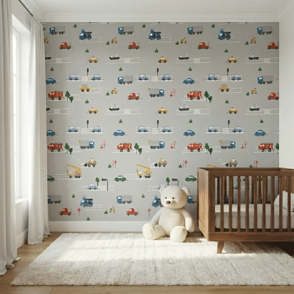Kids Vehicle Road Adventure Wallpaper | Dream World Korean Vinyl Wallpaper