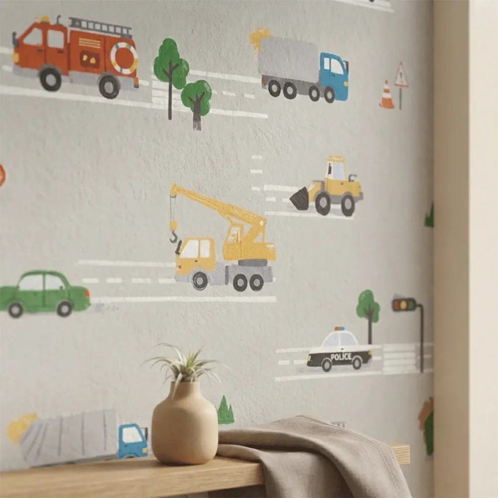 Kids Vehicle Road Adventure Wallpaper | Dream World Korean Vinyl Wallpaper