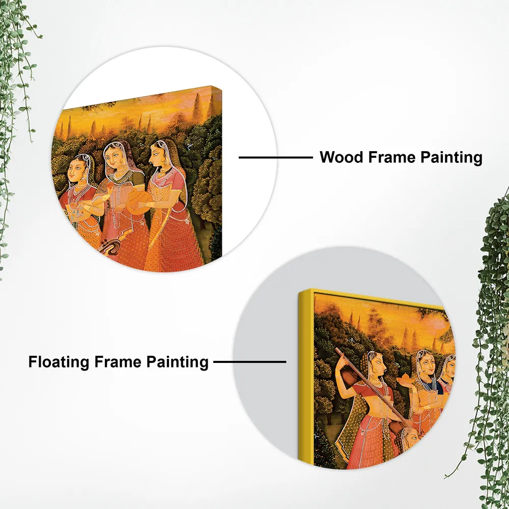 Divine Melody of Krishna Raas Canvas Wall Painting With Frame