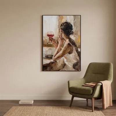 Lady With A Wine Glass Framed Wall Art