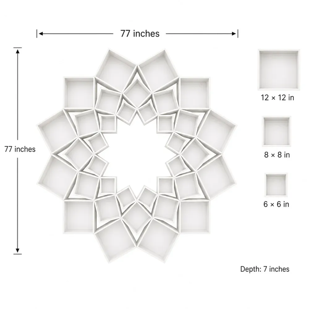 Lotus Flower Bookshelf Wooden Wall Cabinet / Book Shelf, White Color