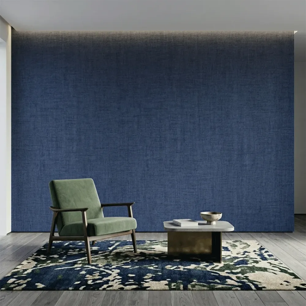 Luxe Linen Texture Wallpaper – Multi-Tone Elegance Midnight Indigo 