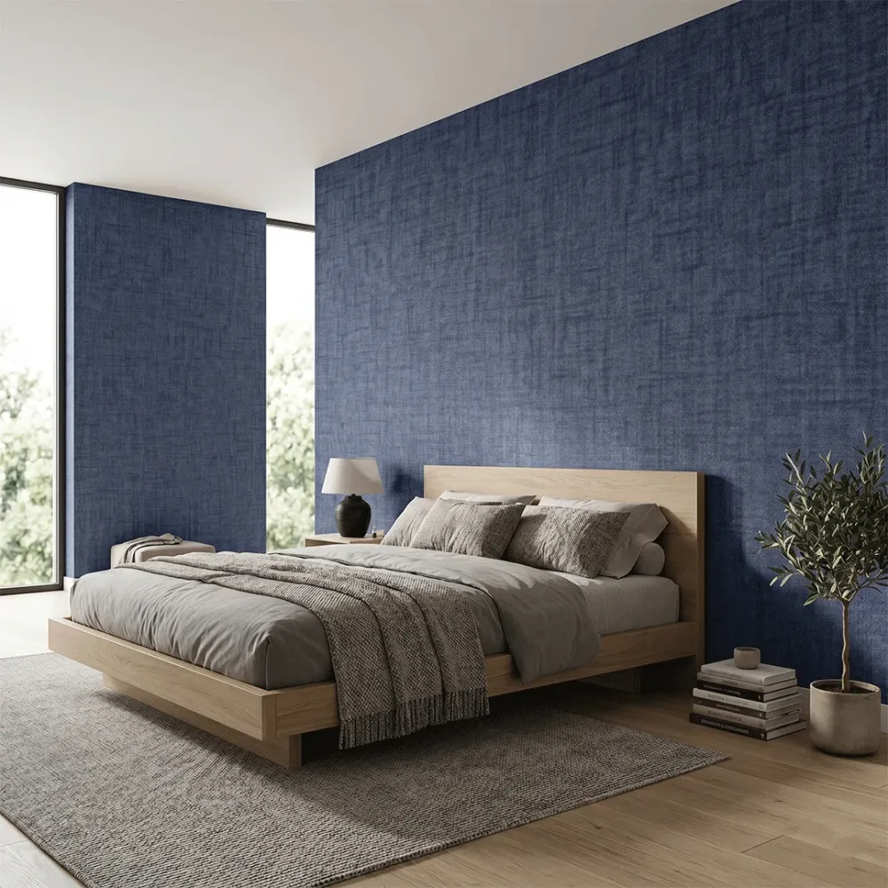 Luxe Linen Texture Wallpaper – Multi-Tone Elegance Midnight Indigo 