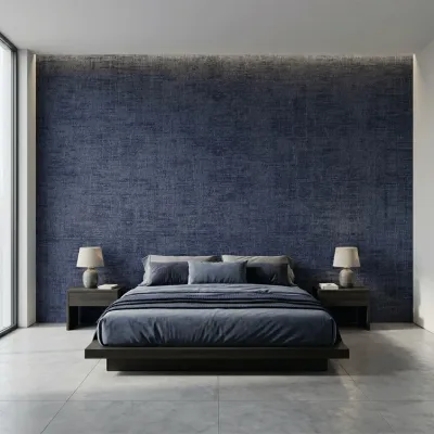 Luxe Linen Texture Wallpaper – Multi-Tone Elegance Midnight Indigo