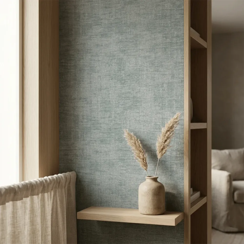 Luxe Linen Texture Wallpaper – Multi-Tone Elegance Sage Mist 