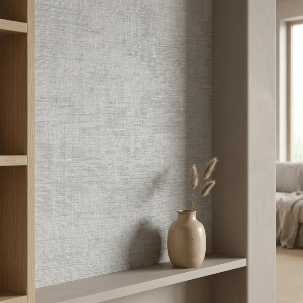 Luxe Linen Texture Wallpaper – Multi-Tone Elegance Silver Grey 