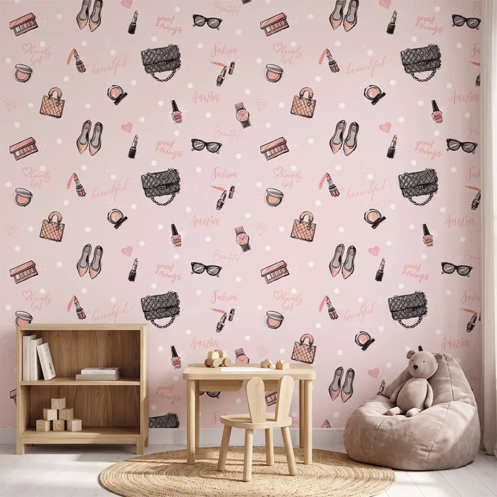 Luxury Fashion Girls Wallpaper | Premium Korean Vinyl Teen Bedroom Wallpaper