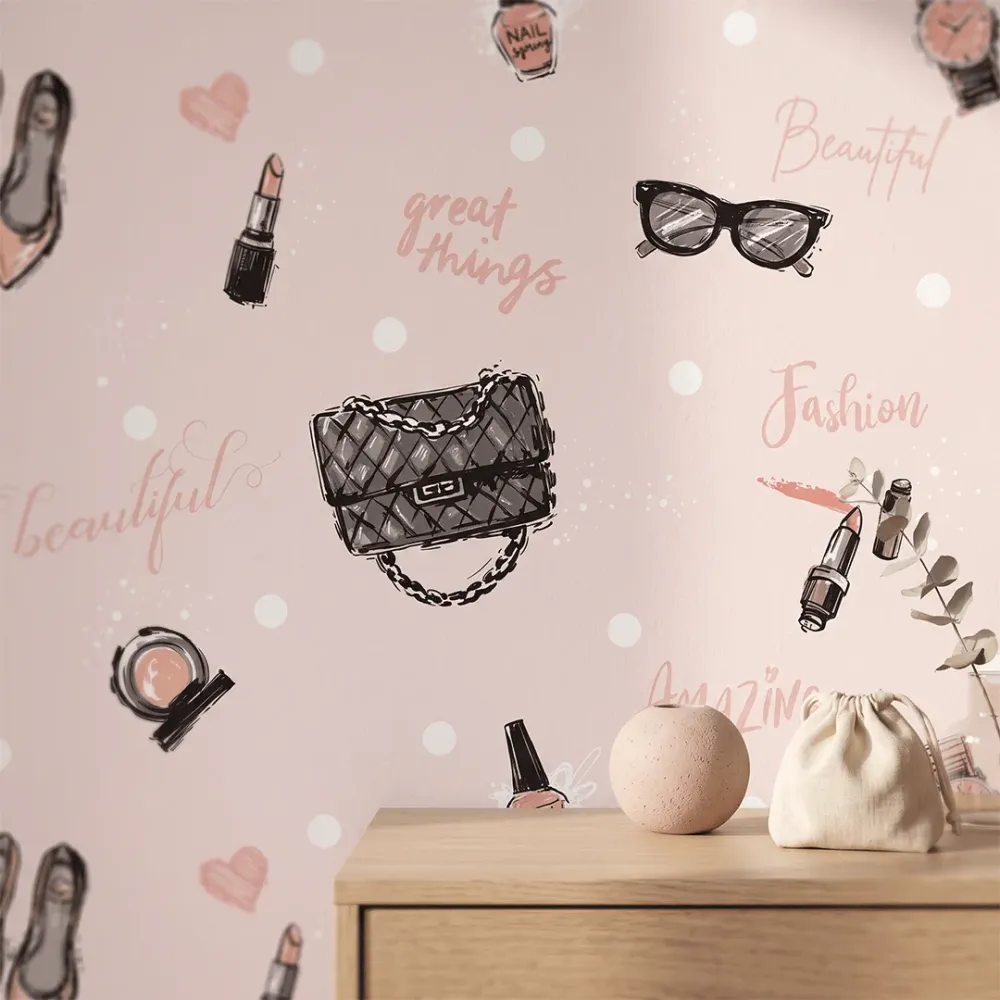 Luxury Fashion Girls Wallpaper | Premium Korean Vinyl Teen Bedroom Wallpaper