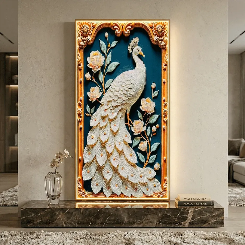 Luxury Peacock Crystal LED Wall Art 