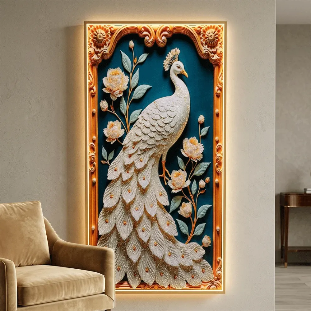 Luxury Peacock Crystal LED Wall Art 