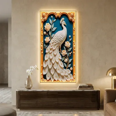 Luxury Peacock Crystal LED Wall Art